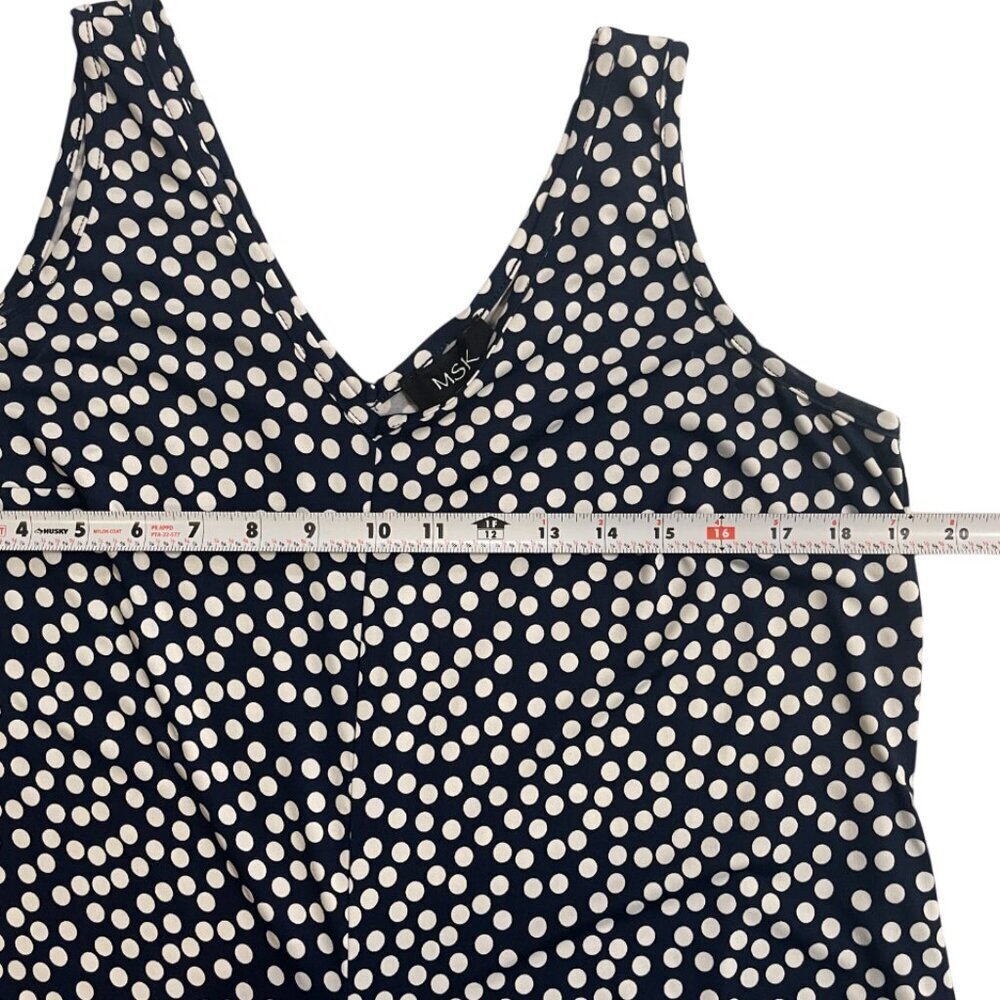 MSK. Women's jumpsuit with blue and white polka dot designs. Size M. - Picture 3 of 6